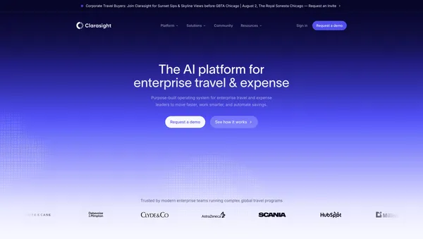 Clarasight – The AI Platform for Enterprise Travel & Expense - Landing design inspiration