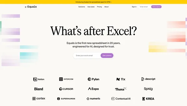 GTM analytics | Equals - Landing design inspiration
