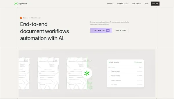 EigenPal - AI Document Automation Platform - Landing design inspiration