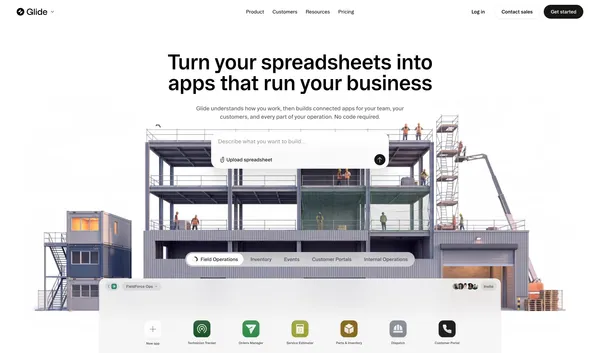 AI App Builder: Turn Spreadsheets into Business Apps | Glide - Landing design inspiration