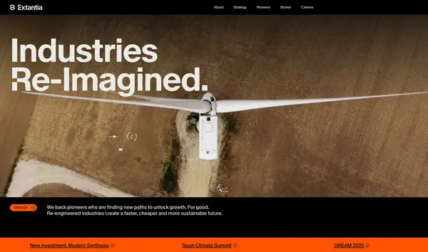 Extantia | Industries Re-Imagined. - Landing design inspiration