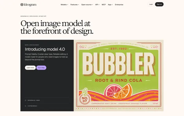 Ideogram 4.0 — The open model for visual intelligence - Landing design inspiration