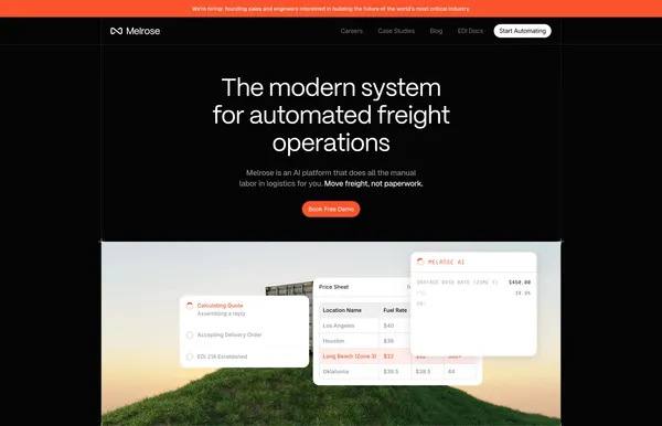 Melrose - Automate all your Logistics with AI - Landing design inspiration