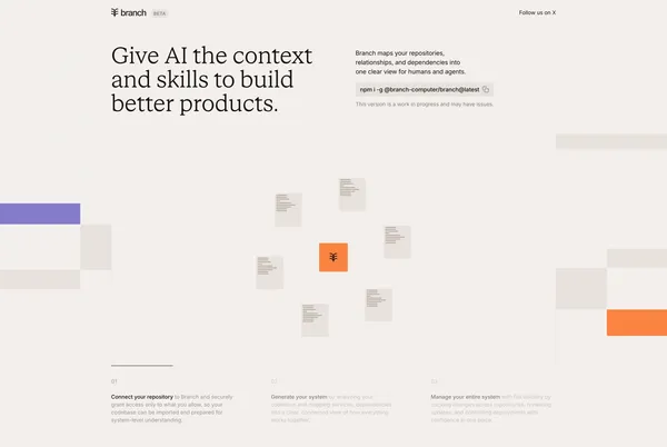 Branch — Give AI the context and skills to build better products - Landing design inspiration