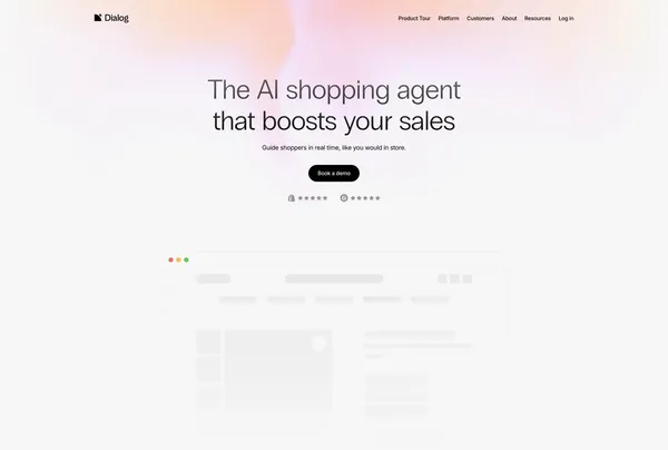 Dialog | The AI shopping agent that boosts your sales - Landing design inspiration
