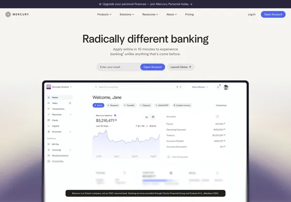 Online Business Banking For Startups, Small Businesses & Scaling Companies - Landing design inspiration