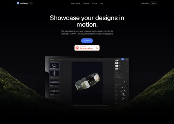 animos — Motion templates for design showcases - Landing design inspiration