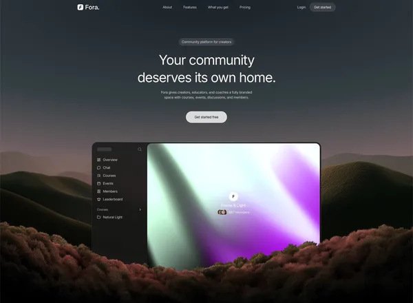 Fora - The community platform for creators - Landing design inspiration