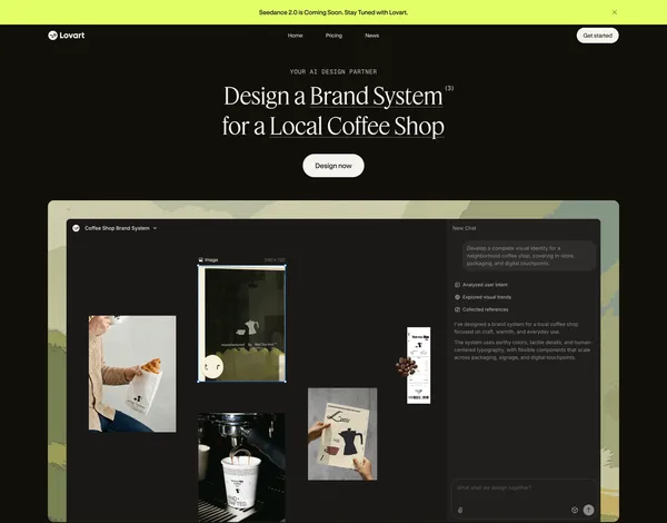 Lovart: The World's First AI Design Agent | Automated Graphic Design Platform - Landing design inspiration