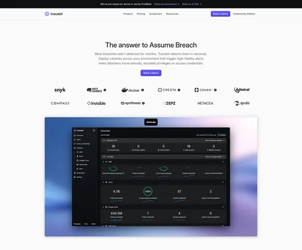 Tracebit | The answer to Assume Breach - Landing design inspiration