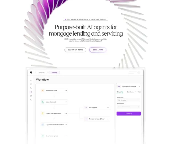 Kastle - AI agents for consumer lending - Landing design inspiration
