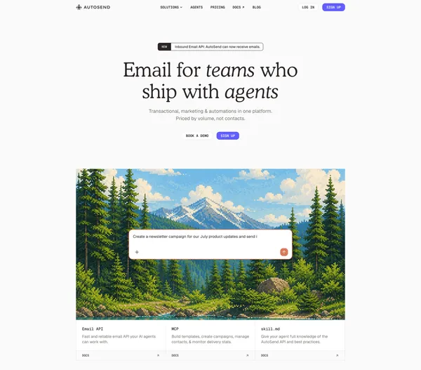 AutoSend: Email for Developers and Marketers - Landing design inspiration