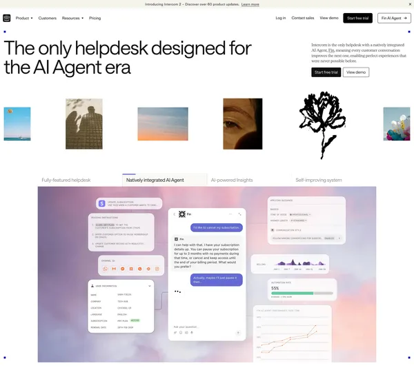 Intercom | The only helpdesk designed for the AI Agent era - Landing design inspiration