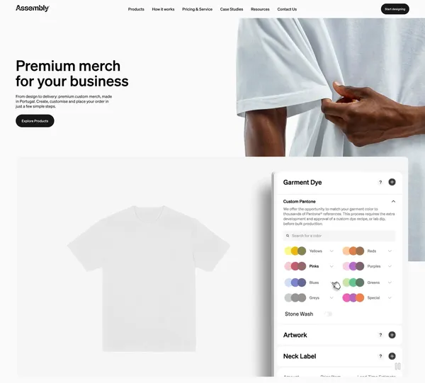 Premium Custom Merch | Assembly - Landing design inspiration