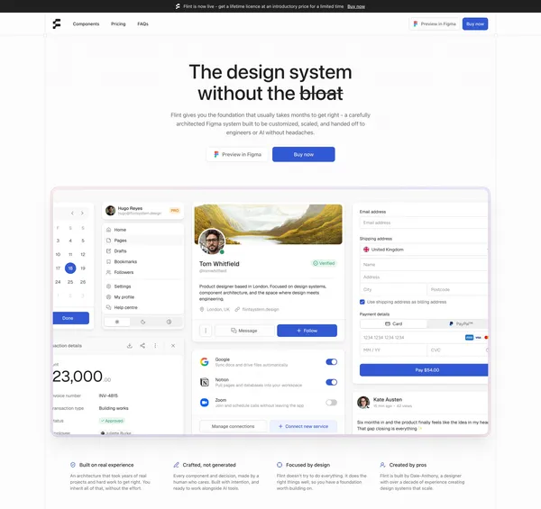 Flint — The design system you'll actually want to keep - Landing design inspiration