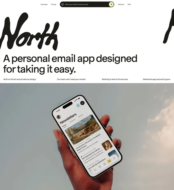 North - Email, for life - Landing design inspiration