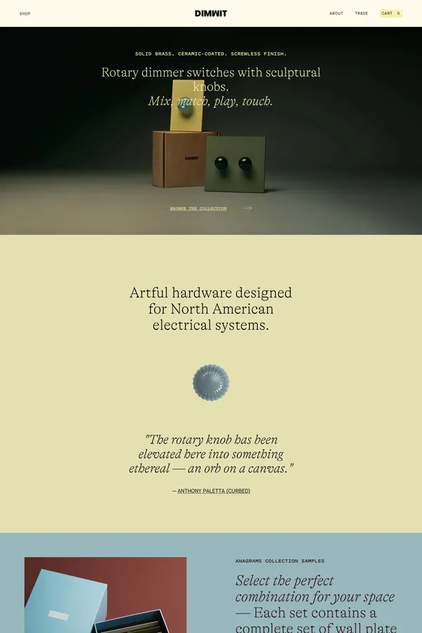 Dimwit - SOLID BRASS DIMMER SWITCHES - Ecommerce design inspiration
