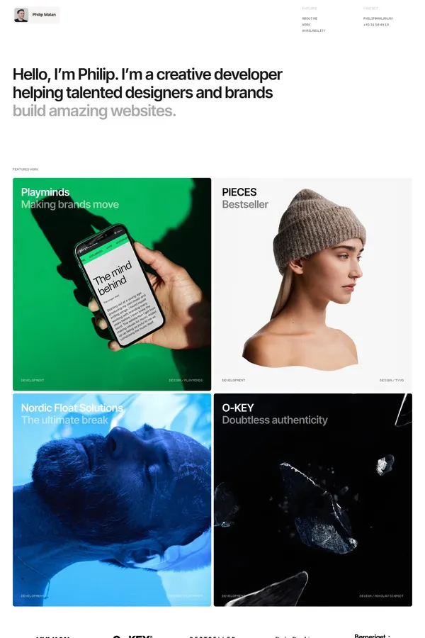 Aarhus Webdesign & Webflow udvikling | Philip Malan | Danmark - Portfolio design inspiration