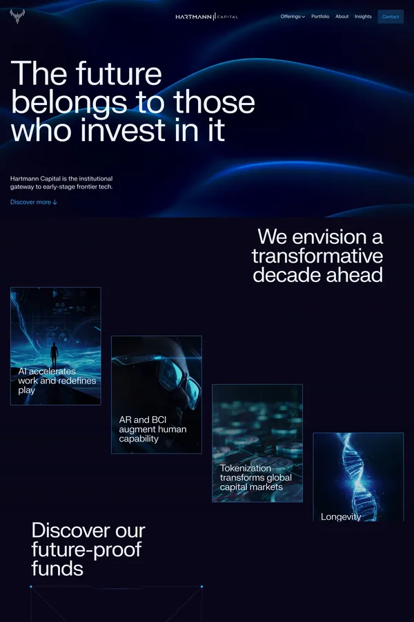 Hartmann Capital - The future belongs to those who invest in it - Landing design inspiration