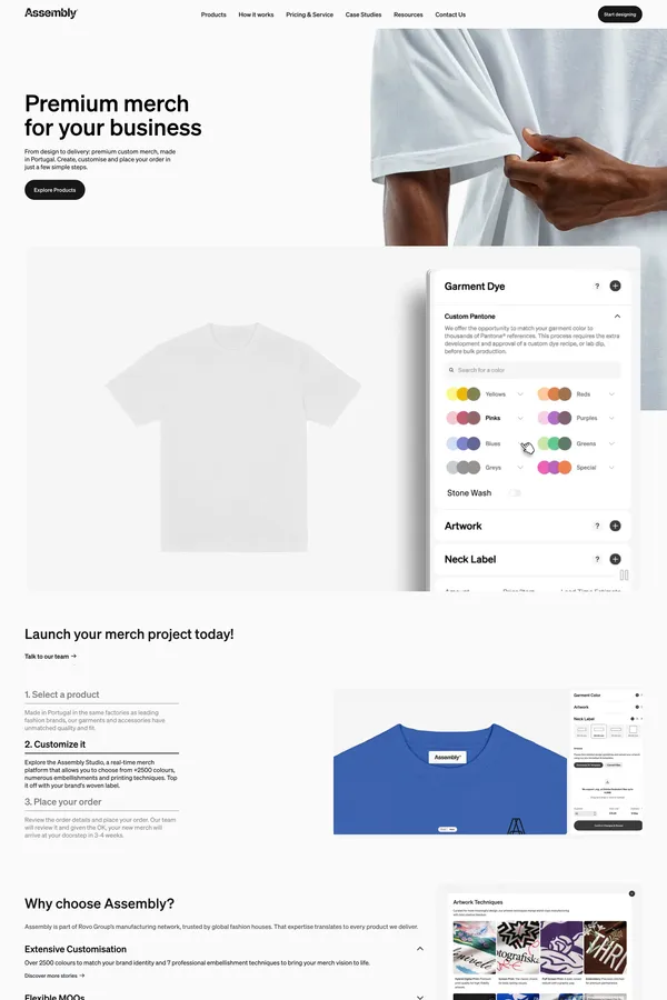 Premium Custom Merch | Assembly - Landing design inspiration