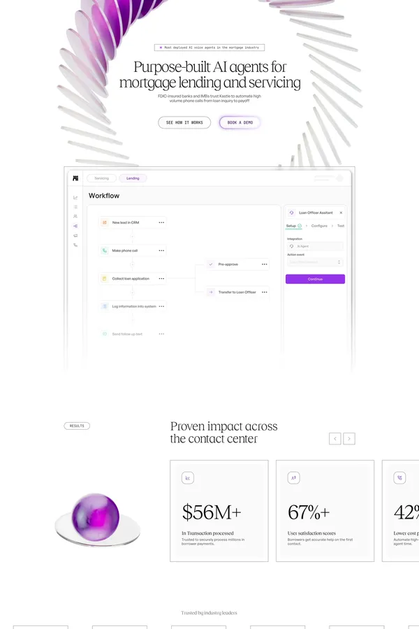 Kastle - AI agents for consumer lending - Landing design inspiration