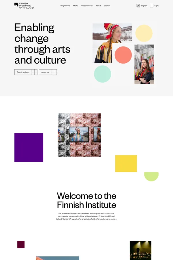 The Finnish Institute in the UK and Ireland - Landing design inspiration