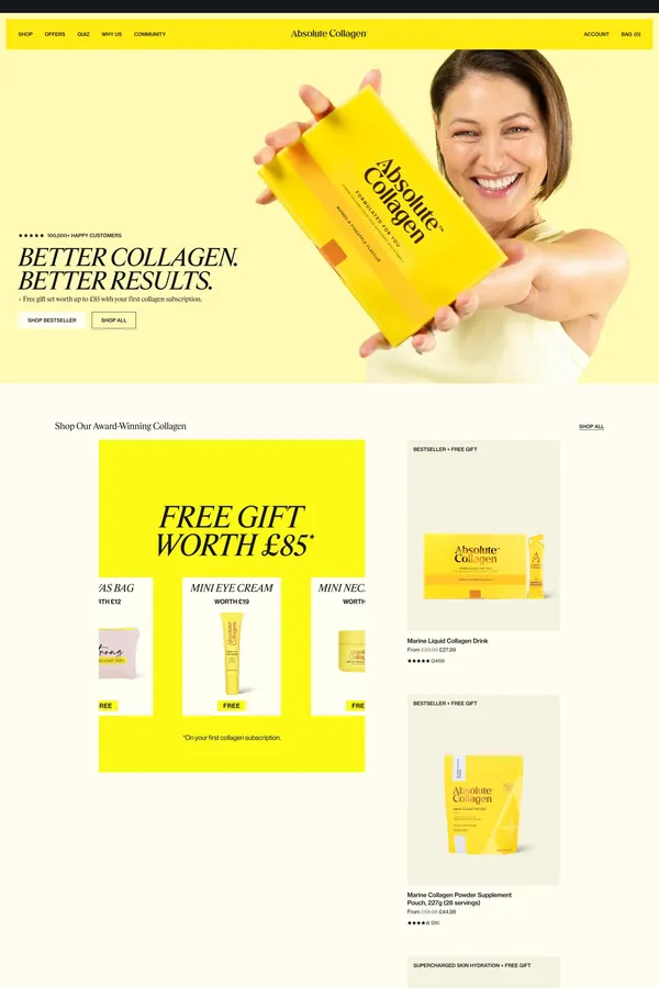 The UK’s #1 Collagen Brand | Absolute Collagen - Ecommerce design inspiration