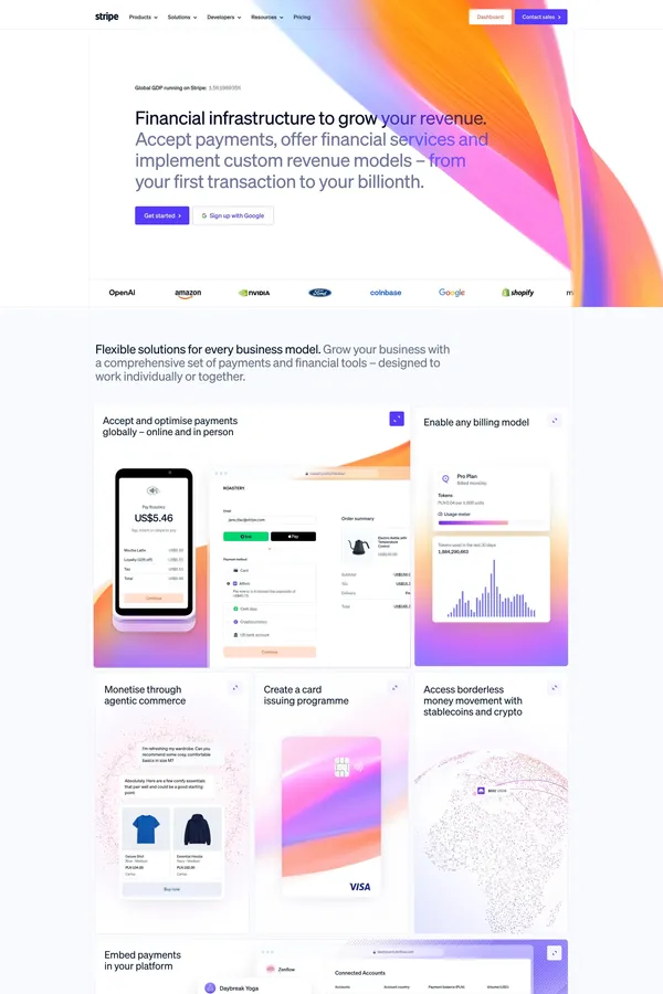Stripe | Financial Infrastructure to Grow Your Revenue - Landing design inspiration
