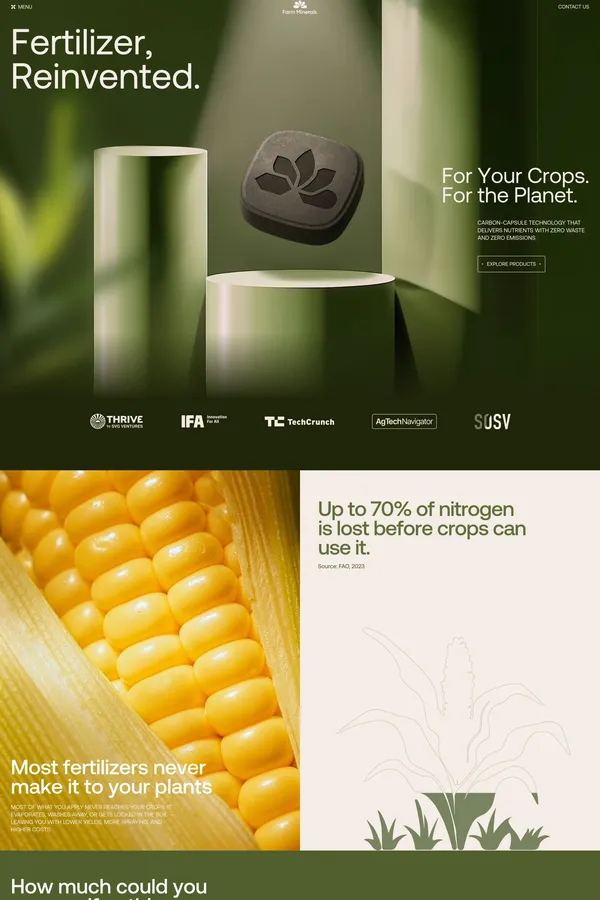 Farm Minerals | Highly Efficient Fertilizers & Feed Additives - Landing design inspiration