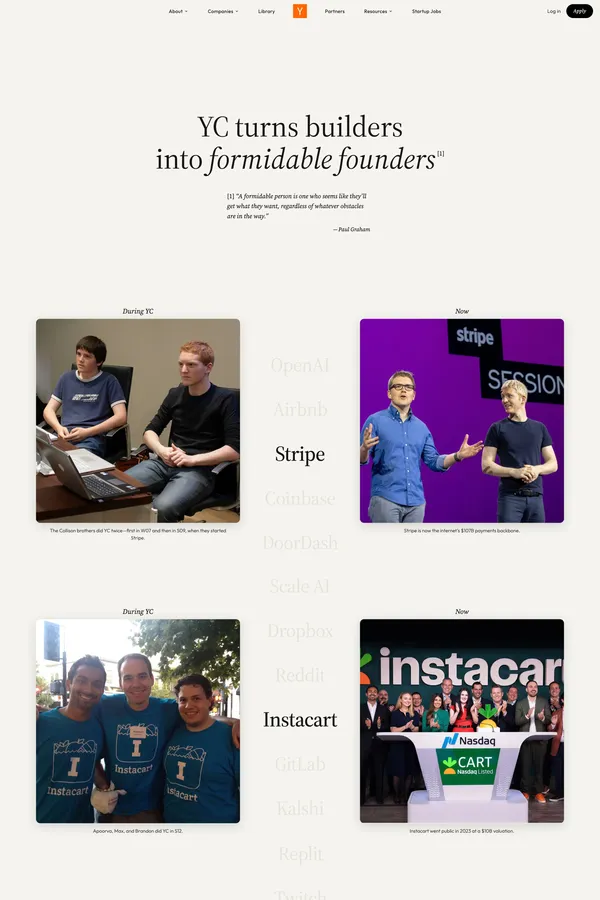 Y Combinator - Landing design inspiration