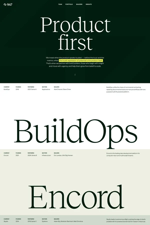 N47 — Product First - Portfolio design inspiration