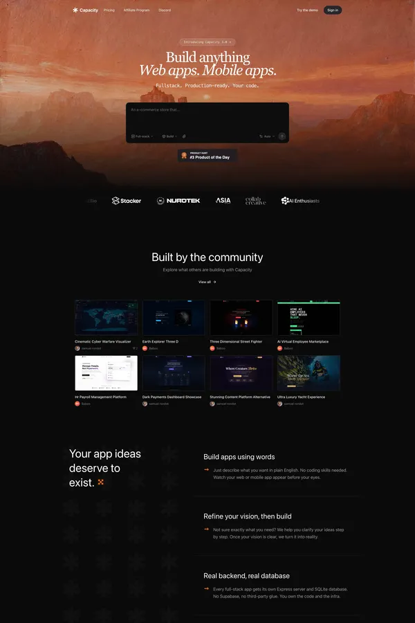 Capacity - Turn that idea you had in mind into a website - Landing design inspiration