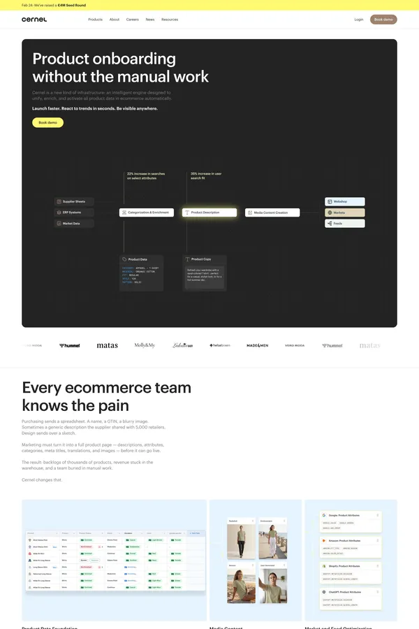 Cernel: Product Onboarding for Ecommerce Teams - Landing design inspiration