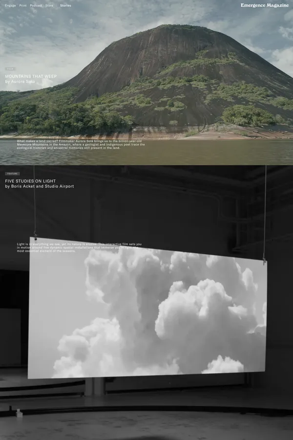 Connecting the threads between ecology, culture, and spirituality – Emergence Magazine - Blog design inspiration