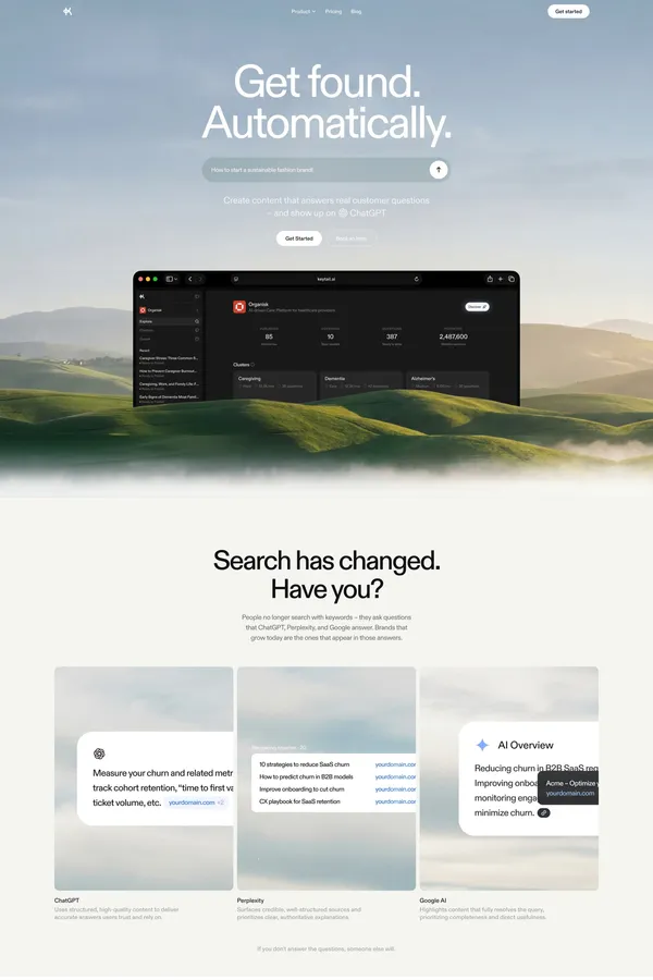 Keytail – Be the Answer Everywhere People Search - Landing design inspiration
