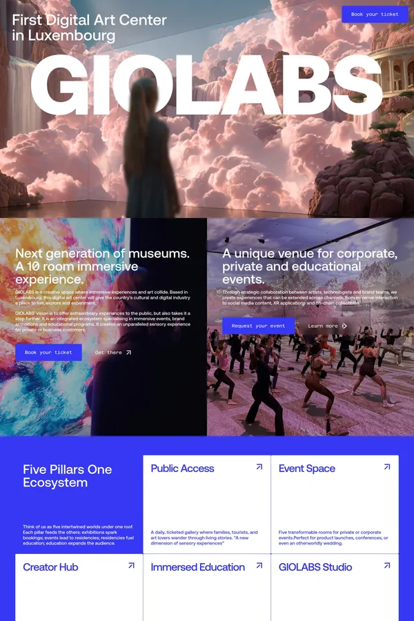 GIOLABS / Immersive Experiences - Landing design inspiration