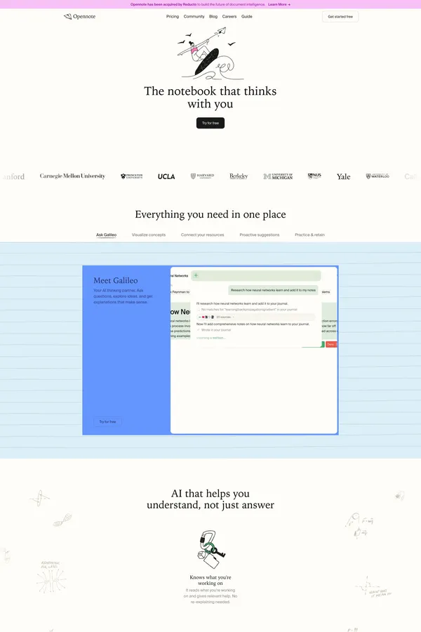 Opennote - Landing design inspiration