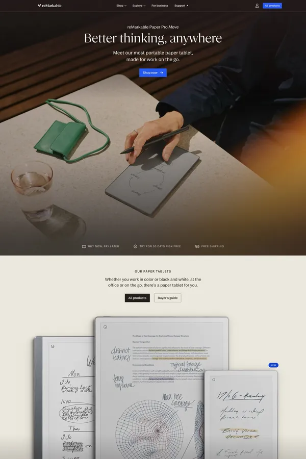 reMarkable - Das erste echte digitale Notizbuch | reMarkable - Landing design inspiration