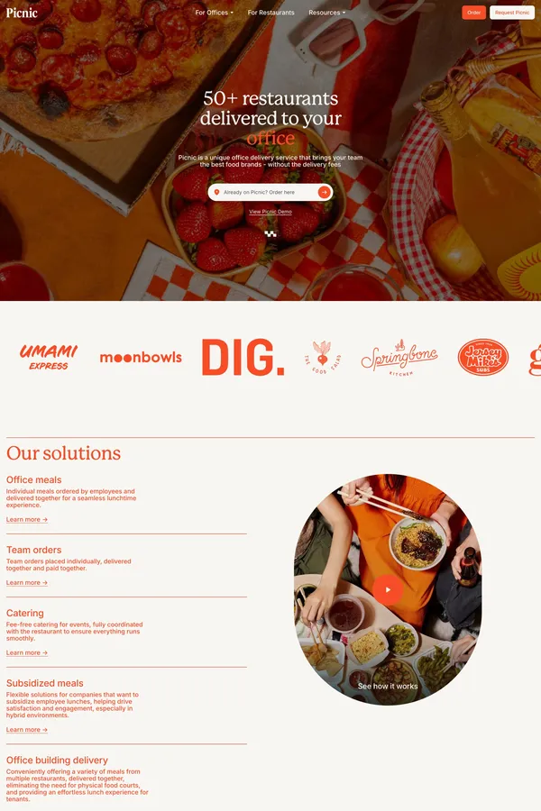 Office Lunches, Catering and Team Orders — 50+ restaurants for your team - Landing design inspiration