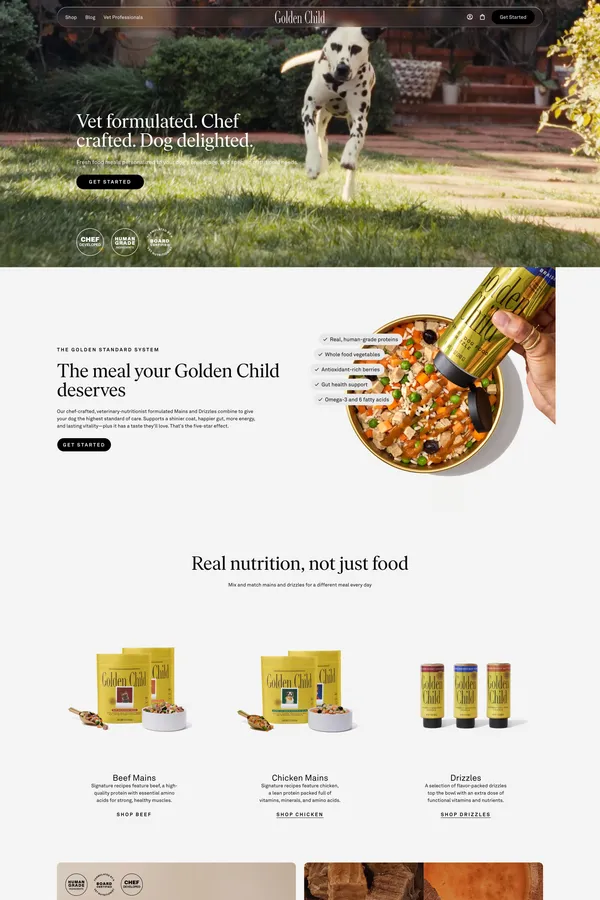Fresh, Veterinarian-Formulated Dog Food Delivered | Golden Child - Landing design inspiration