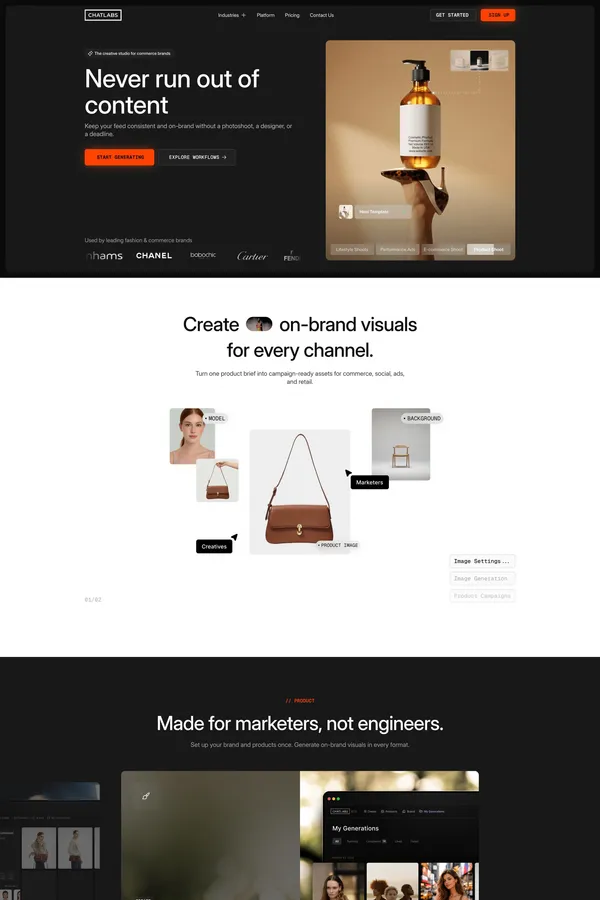 ChatLabs — AI Product Photography & Brand Creative Studio - Landing design inspiration