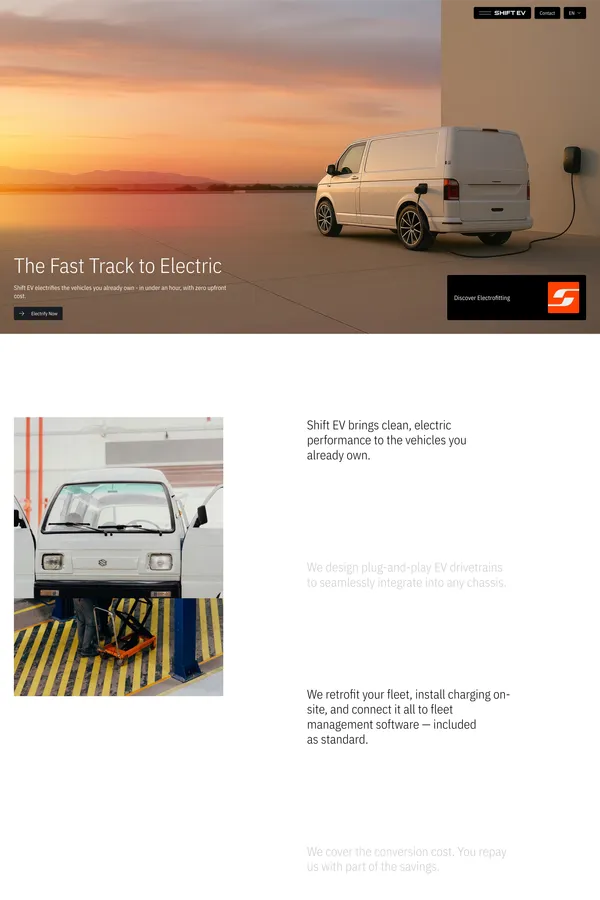 The Fast Track to Electric | ShiftEV - Landing design inspiration
