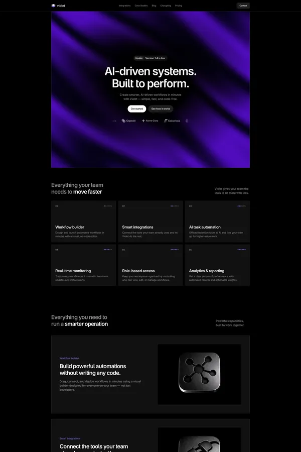 Violet - AI & SaaS Template - Template design inspiration