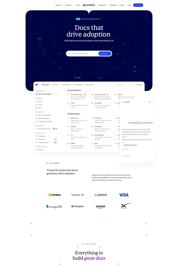ReadMe · Developer-friendly API documentation - Landing design inspiration