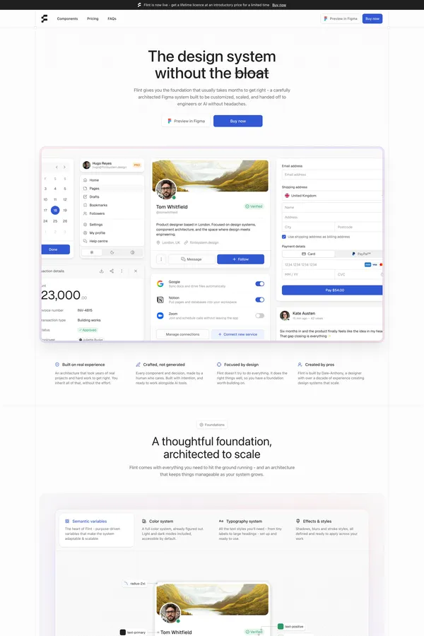Flint — The design system you'll actually want to keep - Landing design inspiration