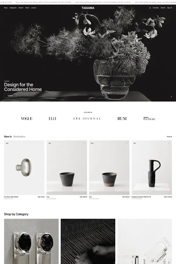 Tadaima - Ecommerce design inspiration