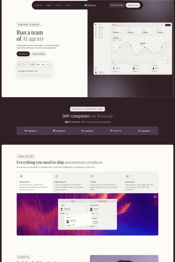 RunLoop - Webflow HTML website template - Template design inspiration