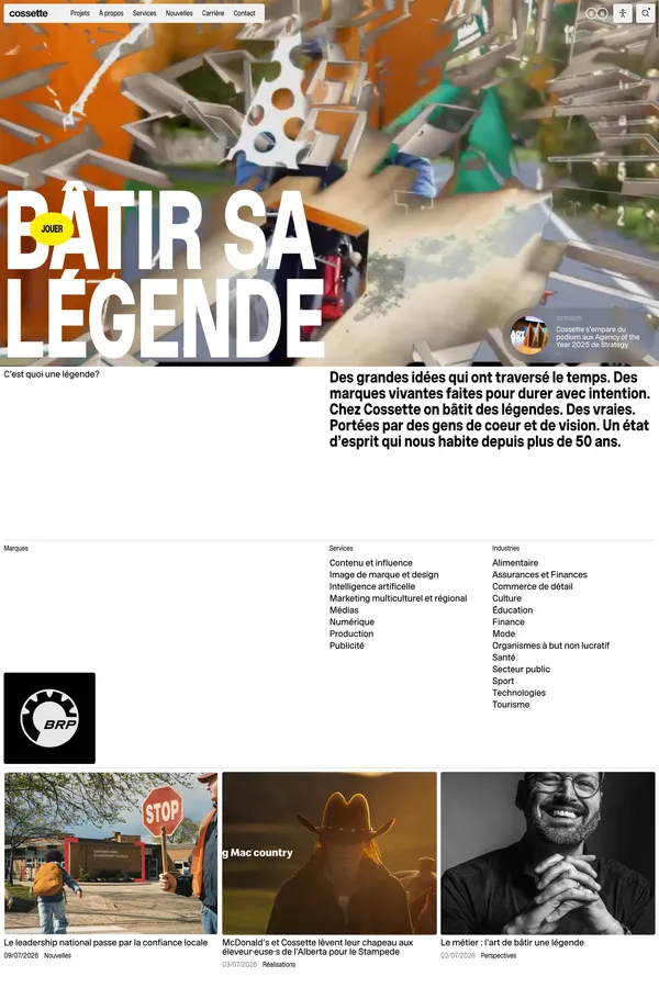 Cossette: Agence créative en marketing et communication - Portfolio design inspiration