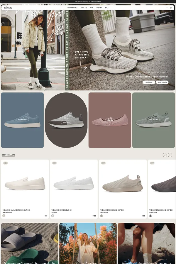 Allbirds: Comfortable, Sustainable Shoes & Apparel - Ecommerce design inspiration