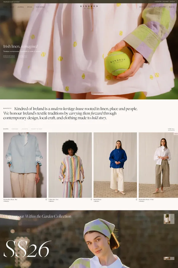 Irish Linen Clothing | Linen Attire | Kindred of Ireland - Ecommerce design inspiration